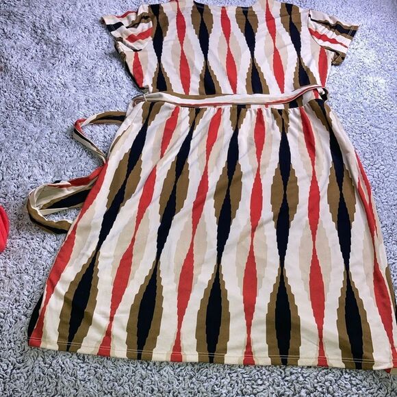 Banana Republic M Red and Cream Tie Front A-line Sundress - Picture 9 of 10